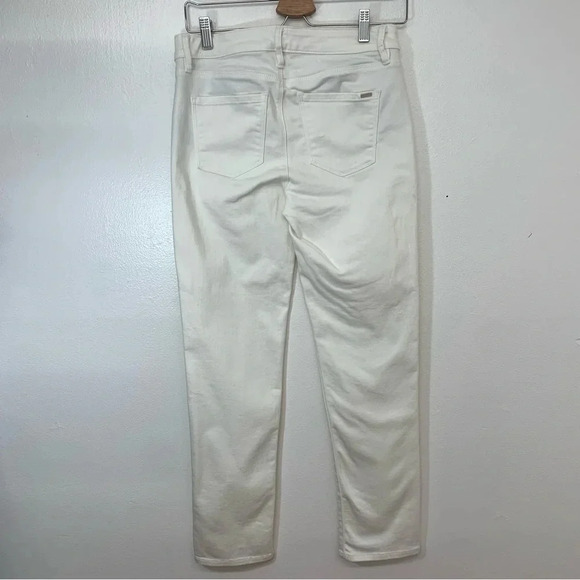 WHBM Jean Woman Size 2 White Slim Crop Mid Rise Pockets Tapered Stretch - Picture 4 of 13